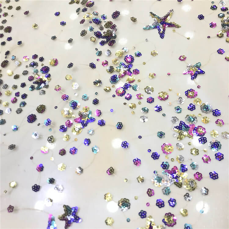 Sequin Evening Women's Polyester Embroidered Fabric for Women's Wear W 4